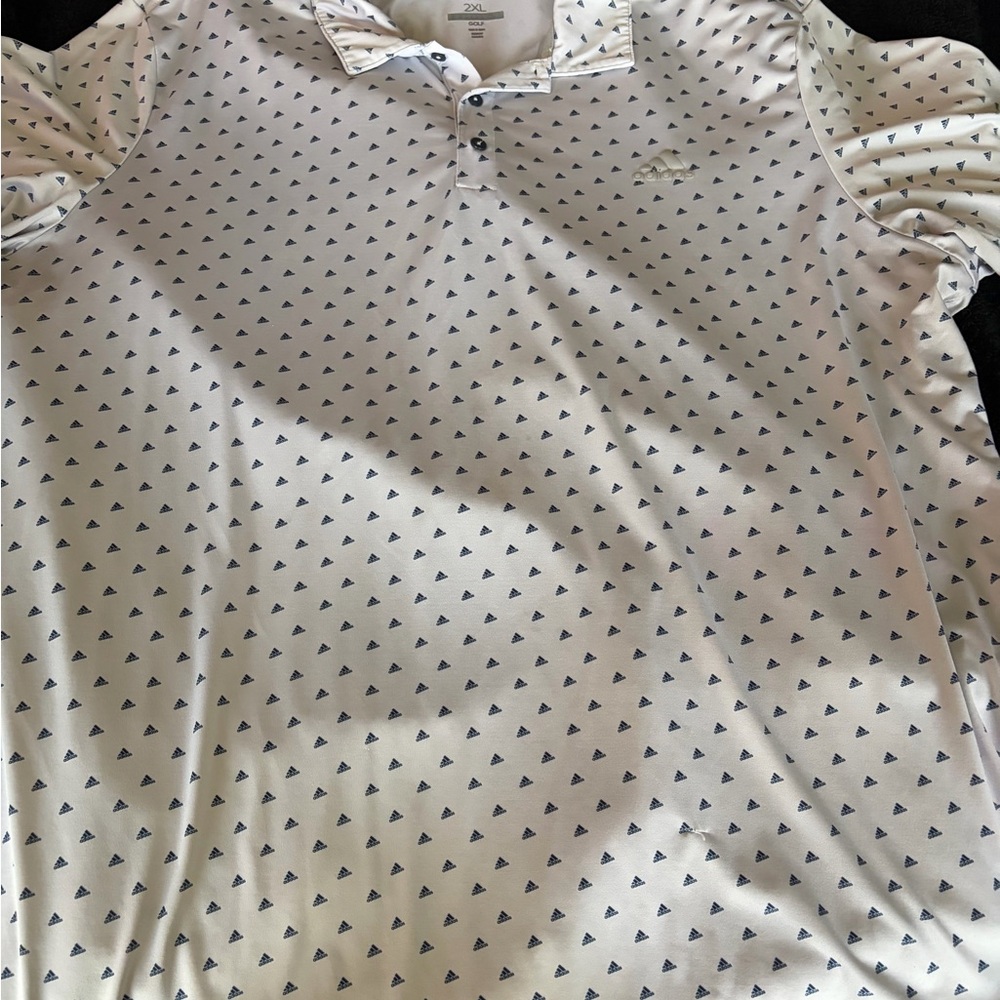 adidas White and Black Patterned Polo
